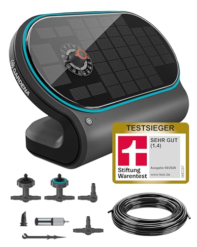 Gardena AquaBloom L Set, autarkes Bewässerungssystem für Balkon, Terrassen und Hochbeete, ohne Wasser- oder Stromanschluss, einfache Installation, versorgt bis zu 30 Pflanzen (13330-20)