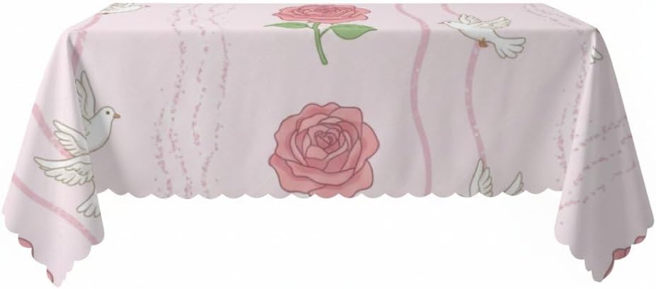 Wavy Line Table Covers 60x120 in, Oil Proof Spill Proof Mid Century Vintage Coffee Table, Girl Birthday Decorations Vintage Cloths Rectangle for Picnic Seasonal Everyday Cover