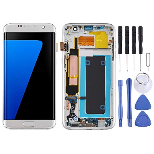 Cqu Teléfono móvil Original del reemplazo de Cristal del LCD de Pantalla táctil y digitalizador Asamblea Completa con el Marco for Samsung Galaxy S7 Edge, OLED de Materiales (Color : Silver)
