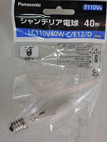 パナソニック シャンデリア電球 E12口金 40形 32ミリ径 ガラスクリア LC110V40WCE12D