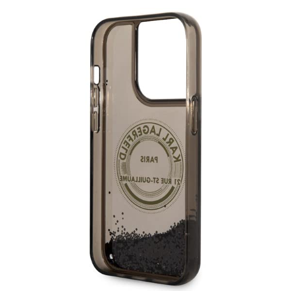 Karl Lagerfeld KLHCP14LLCRSGRK Coque Rigide pour iPhone 14 Pro 6,1" Noir Liquid