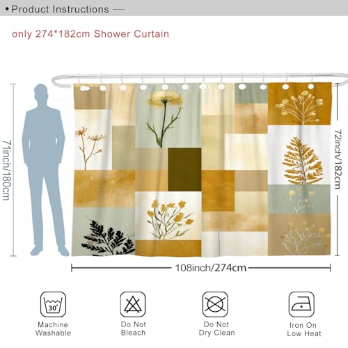 Rideau de douche extra large 274x183cm imprimé feuille jaune - 3