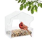 Perky-Pet Clear Outdoor Window Bird Feeder with Strong Suction Cups – 1/2 Lb Seed Capacity - Perky Pet 345 - Entertaining Bird Feeding - Watch Birds Eat Seeds