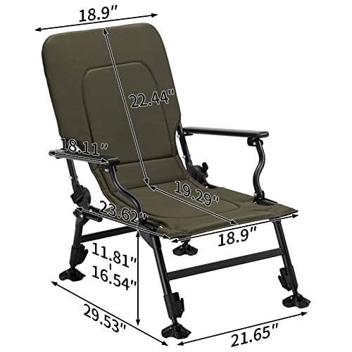 Hollyhome Outdoor Expandable Fishing Chair With Removable Cushion And Adjustable Legs, Multi-Angle Lumbar Back Support, Folding Camping Lounge Chair With Footrest Pads, Picnic Reclining Chair, 400Lbs #TOP1