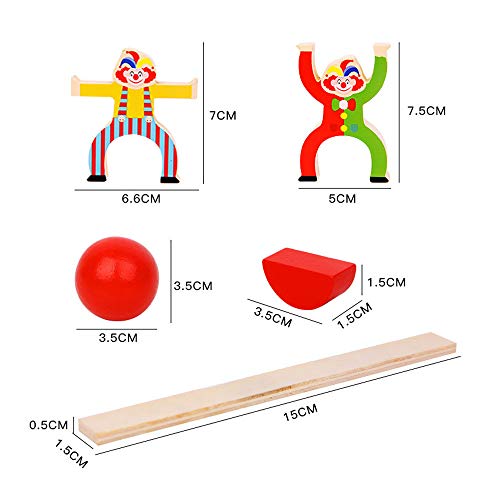 Wooden Circus Clowns Stacking Toys, Jester Balance Blocks Game for Kids, Toddler Wood Toy Stacking and Balancing Blocks Set