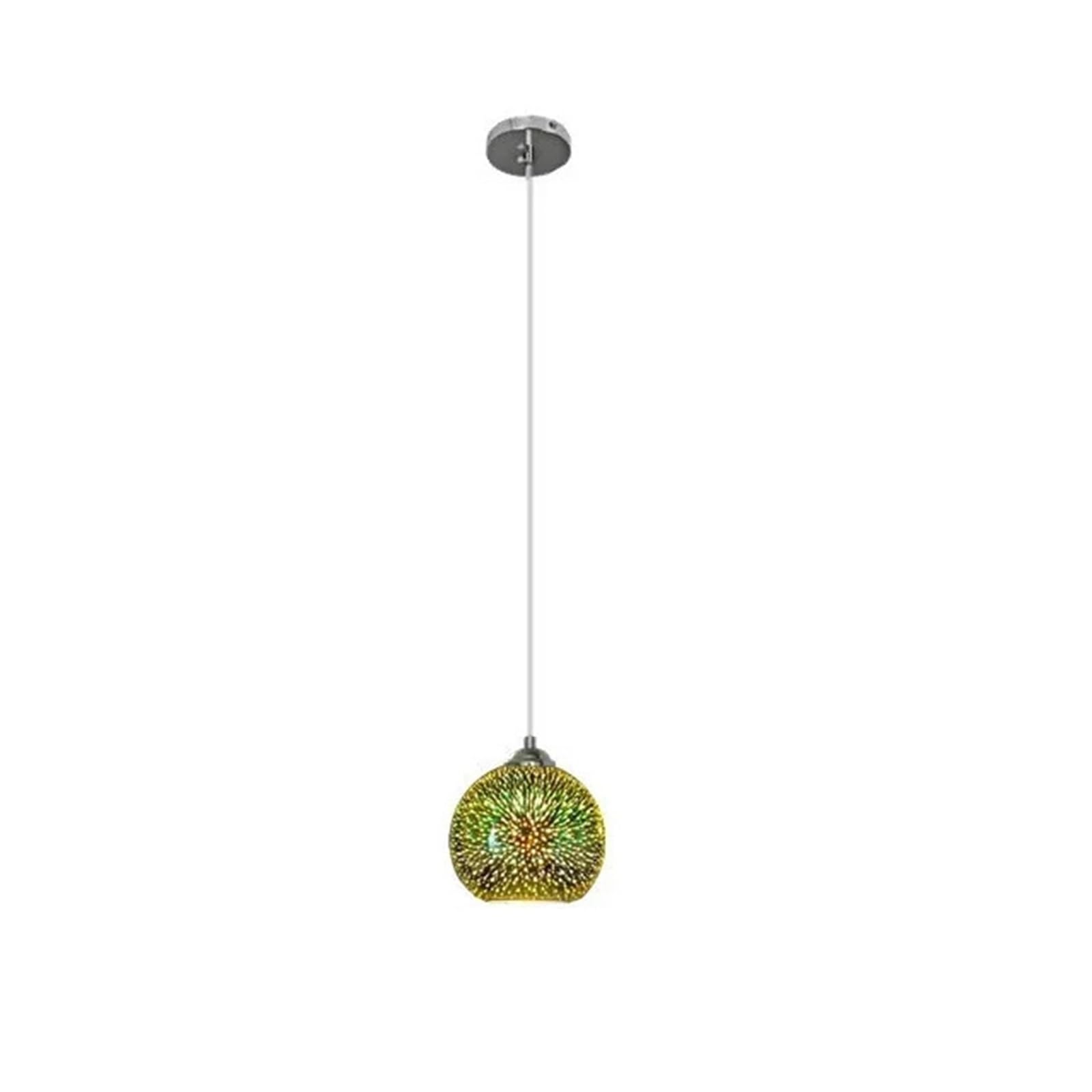 OLGyn Fireworks Light Lamp Modern Creativity Fireworks Pendant Lamp 3D Vision E27 Glass LED Colorful Bedroom Chandelier Café Bar Restaurant Mood Lights (Color : S Size 15cm, Size : Copper Body)