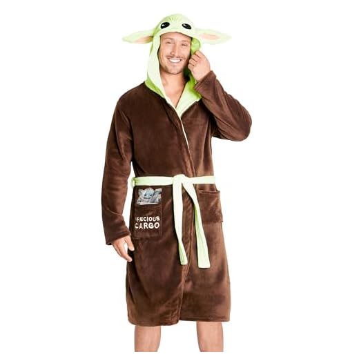 Disney - Baby Yoda Albornoz, Bata Invierno de Forro Polar de Casa Mandalorian Con Capucha, Para Hombre, Color Marron, Talla S