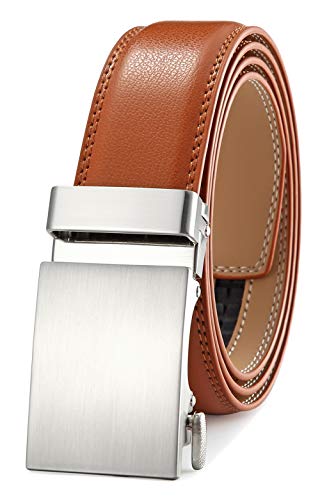 Men's Belt Ratchet Dress Belt with Automatic Buckle Brown/Black-Trim to Fit-35mm wide-400-125-TAN