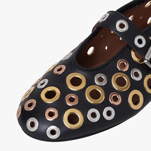 Fashion Buckle Ballet Flats Women's Delicate Metal Buckle with Rivet Holes Mary Jane Comfort Flats4