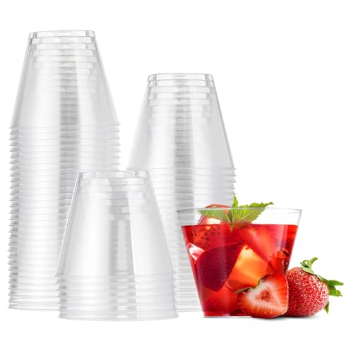Matana - 30 Bicchieri in Plastica Rigida Trasparente per Cocktail, Champagne, Vino e Dessert (255ml / 9oz) - Matrimoni, Compleanni, Natale, Feste - Resistenti e Riutilizzabili