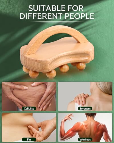 ONUEMP Anti Cellulite Massager Brush, Wood Therapy Massage Tools Lymphatic Drainage Massager, Maderoterapia Kit Colombiana Pressure Point Fascia Massage Tools for Deep Tissue, Body Shaping
