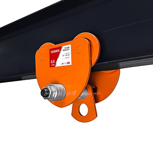 YATOINTO 1100LBS Beam Trolley, 0.5 Ton Capacity 4 Wheels Push Manual Trolley, I Beam Trolley Heavy Duty, Dual Track Rollers for I Beams & Chain Hoists Lifting
