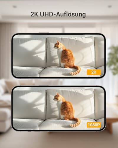 BoyKeep 2.4G/5GHz Überwachungskamera Innen 2K 360° WLAN Überwachungskamera Indoor Hundekamera mit APP Babyphone mit Kamera mit Bewegungserkennung, Nachtsicht, Zwei-Wege-Audio, K30 (White 2-Pack)