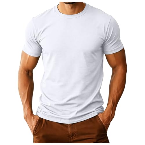 Image of Shirts for Men Shirt Ultra Comfortable Textured Breathable Refreshing Silky Work T Shirts for Men (White, 2XL)