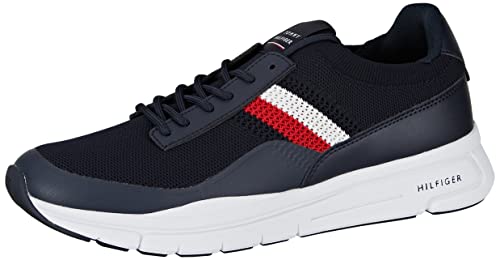 Tommy Hilfiger Men Premium Lightweight Runner Knit Trainers Athletic, Blue (Desert Sky), 41 EU