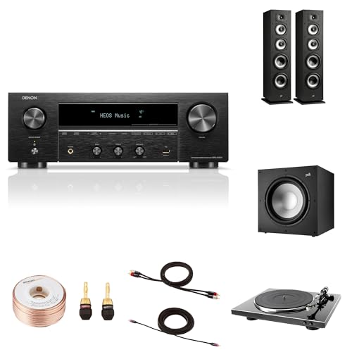Denon DRA-900H + Polk Monitor XT 2.1 Vinyl Bundle | Analog Hi-Fi Sound with DP-300F Turntable, Tower Speakers & Deep Bass Subwoofer