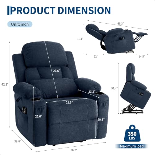 Image of Garvee Oversized Power Lift Recliner Chair with Heat and Massage, Chenille
