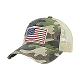 BRIEF INSANITY American Flag Vintage Distressed Trucker Hat - USA Camo America Patriotic Snapback Hat | Unisex Adult Trucker Cap