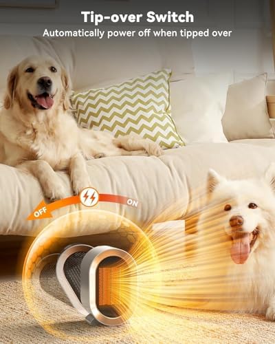 QQT 1200W Ceramic Space Heater, White - 3