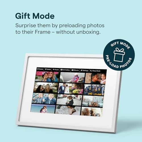 Image of Skylight Digital Picture Frame 2 - 10 inch Full HD Wi-Fi Touch Screen, 16GB Digital Photo Frame, Load Photos & Videos Directly from Phone, Anti-Glare - Ideal for Personalized Gifting, Classic White