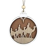 Generisch Krippen-Jesus-Ornament – ​​Geschnitzte Weihnachtsszene, Holzfigur, Festliche Dekoration | Detaillierte Heilige Künstlerische Darstellung, Ornamentierung Kamintürgriff