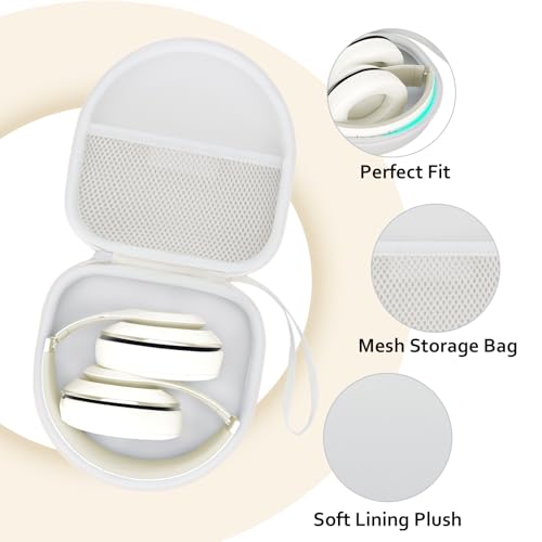 Image of Headphone Case Compatible with JBL /Beats /BERIBES /Jlab /Picun /TOZO /KVIDIO /Soundcore Anker /Skullcandy Noise Cancelling Over-Ear Headphones, Pearl Cream