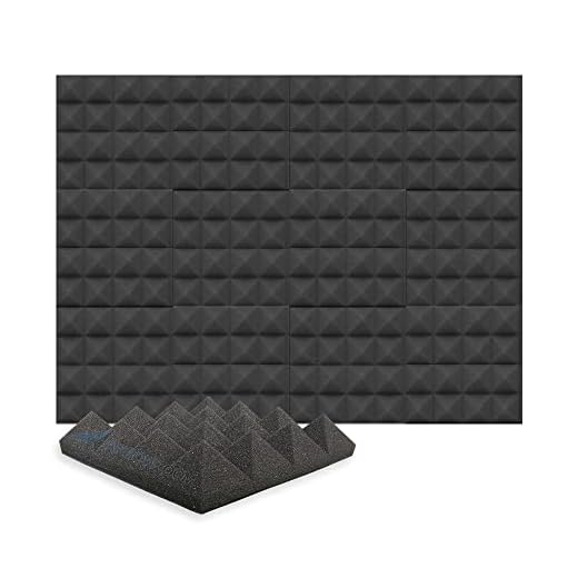Arrowzoom New 12 Pack of (9.8 in X 9.8 in X 1.9 in) Soundproofing Insulation Pyramid Acoustic Wall Foam Padding Studio Foam Tiles AZ1034 (Black)