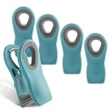 COOK WITH COLOR Bag Clips with Magnet - Airtight Seal Grip for Bread, Snack & Food Bags (Aqua, Pack of 5)