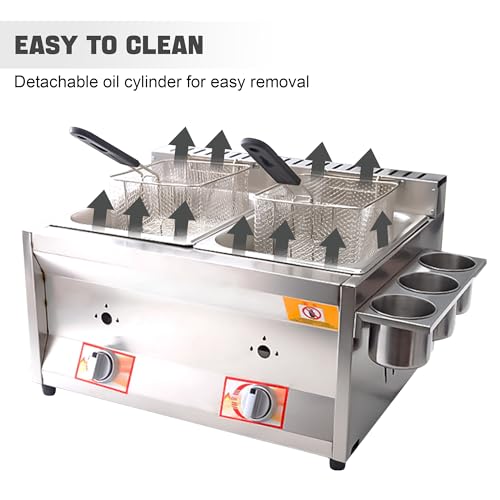 Gas Fritteuse Edelstahl Fritteuse mit Pommes Körbchen 20 Liter Volumen Doppel Fritteuse für Küche Restaurant Imbissstube – Bild 7