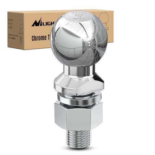 Image of Nilight 2-5 /16-Inch Diameter Chrome Trailer Hitch Ball, 15,000 lbs, 1-1 /4 x 2-5 /8-Inch Shank Universal Fit,Gray