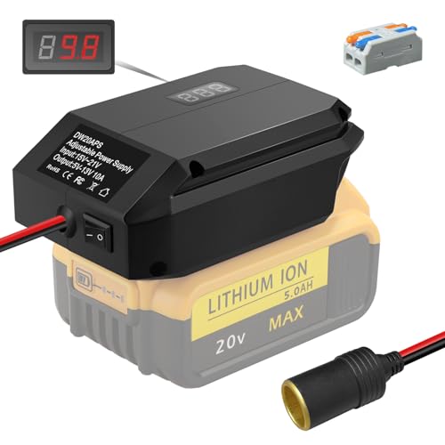 for Dewalt 20V to 12V Step Down Power Wheels Battery Adapter, 5V-13V Buck Converter Regulator, DIY Charger Converter Power Station with Cigarette Lighter Connector for Car by Fybemax - Used condition - CA$22.54