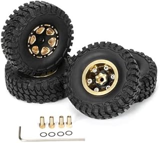 Palumma RC Crawler Tires, 4pcs Beadlock Wheel Rim & Rubber Tires for 1/18 TRX4M 1/24 AXIAL SCX24 AXI0005 RC Car Replacement Parts