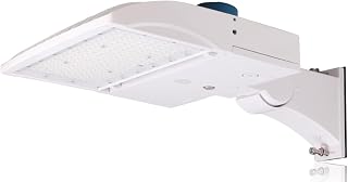 RuggedGrade NextGen IV 150W LED Parking Lot Light - 22,500 Lumens - Color Selectable 3000K/4000K/5000K - Arm Mount - with Photocell - White Housing - Commercial LED Shoebox Light - DLC 5.1 Premium