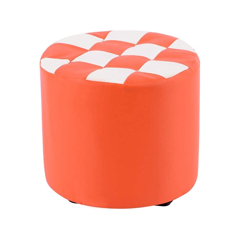 Table basse ronde de maquillage et pouf repose-pieds ottoman en bois