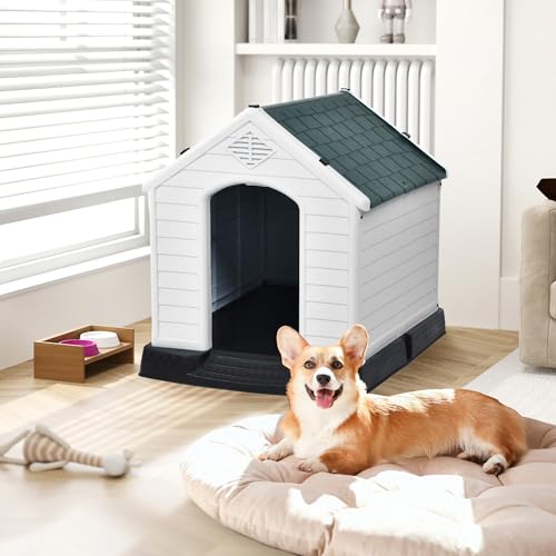 DWVO Plastic Dog House, Weatherproof Outdoor/Indoor Doghouse, Puppy Kennel with Air Vents and Elevated Floor - Image 4