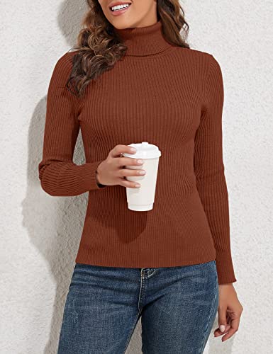 Image of PrettyGuide Women's Ribbed Turtleneck Long Sleeve Sweater Tops