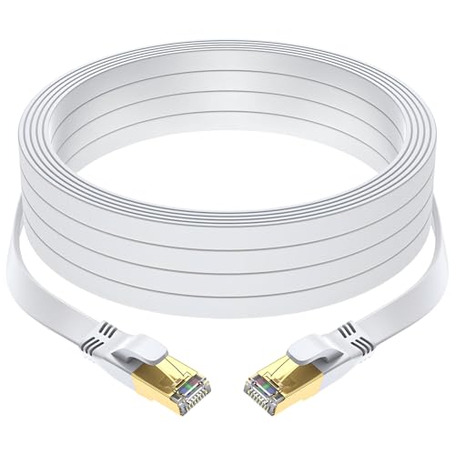 Cat 8 イーサネットケーブル 100フィート 屋外&屋内 高速 高耐久 ネットワーク LAN インターネットケーブル SFTP 金メッキ RJ45 40Gbps 2000Mhz パッチコード モデム/ルーター/ゲーム用 Cat7/Cat6/Cat5より高速 ホワイトの商品画像（Amazon）