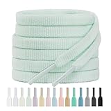 Handshop Boutique en Ligne 2 Paires de Lacets Plats de 6 mm Pour Baskets, Lacets de Sport Disponibles en 15 Couleurs Pour Chaussures de Sport Chaussures Vert menthe pâle 120 cm
