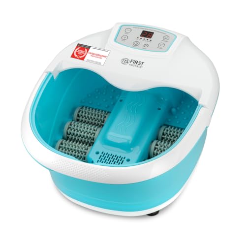TZS First Austria - Fußsprudelbad Fußmassagegerät 450W mit 3 Programmen & 6 Massagerollen - Fußbad mit Vibrations- & Luftblasenmassage, Infrarot- & Heizfunktion - Elektrische Fußbadewanne mit Timer