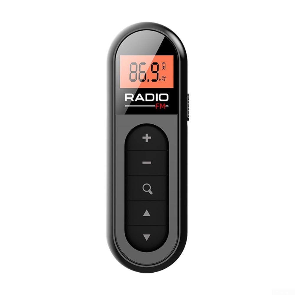 ReachMall Radio FM Piccola alimentata a Batteria, Radio Stereo Tascabile Digitale, Ricevitore Portatile con Cuffie, Mini Ricevitore con Schermo LCD er Pescare Correre Camminare(Nero)