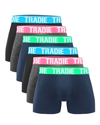 TRADIE Mens Cotton/Elastane Fitted Trunk 6-Pack, Burst Pack, Large