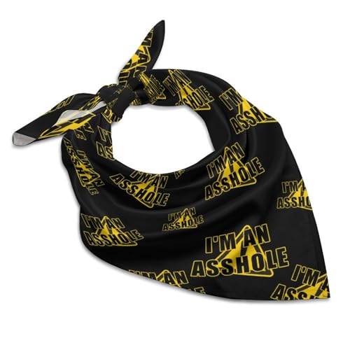 Warning I'M An Asshole Bandanas Face Mask Square Scarf Headwear Silk Head Scarves Lightweight Wrap Neck Scarf