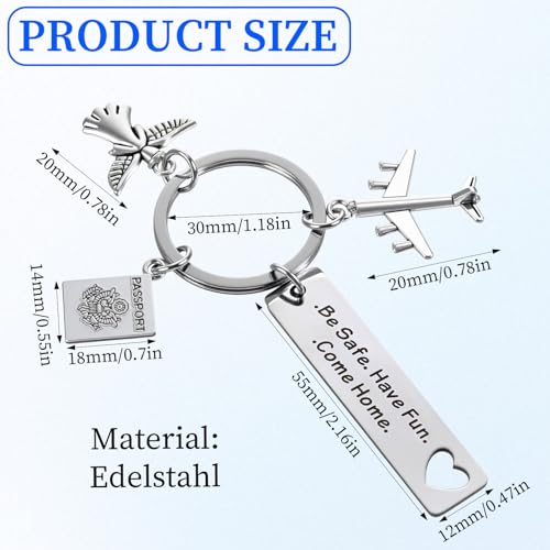 Nogeqi Travel Keychain, Passport Angel Airplane Keychain, Be Safe Have Fun Come Home Safe Travel Gift for Husband Boyfriend Travelers - Image 3