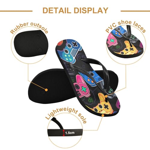 Colorful Video Game Controllers Flip Flop Sandal Men's and Women's Summer Sandal | Beach & Water Shoes（995）2