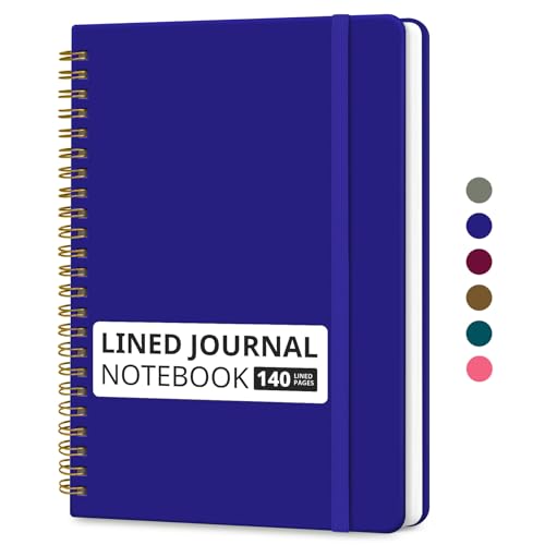 Image of Taja Lined Spiral Journal Notebook for Women & Men, 140 Pages, College Ruled Hardcover Notebook for Work & Note Taking, Journals for Writing, A5(5.7 inch x 7.9 inch) - Deep Blue