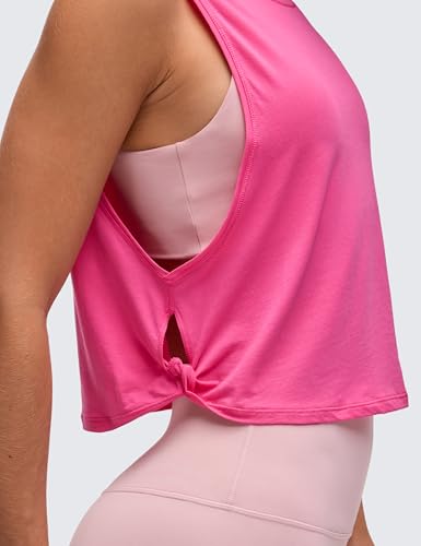 Image of CRZ YOGA Pima Cotton Dropped Armhole Tank | Workout, Naturally Soft, Loose Fit, Crop, Crewneck, Knotted Sides, Sleeveless Tops for Women