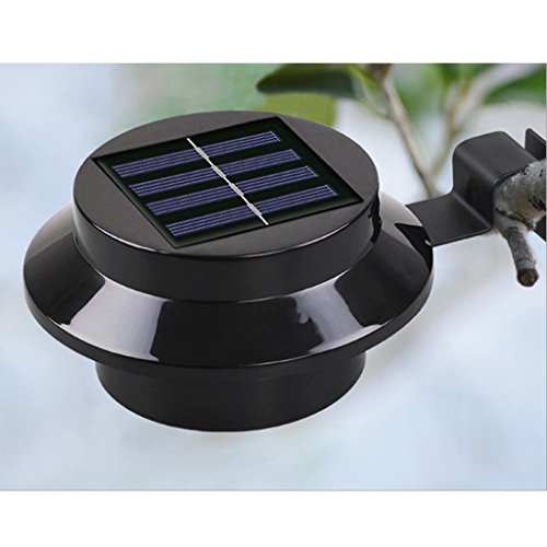 jojomis Lámpara de pared LED para patio, funciona con energía solar, color negro, luz blanca