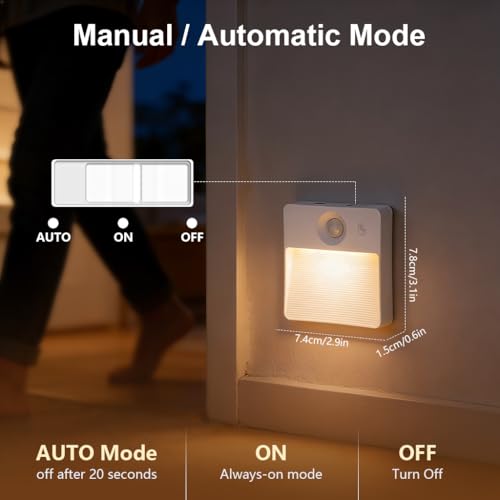 Image of ELEPHANTBOAT 2PCS RGB Motion Sensor LED Light, 16-Color Magnetic Wireless Rechargeable 3 Sensor Modes&Adjustable Brightness, Sensor Light for Home Indoor, Hallway, Staircase & Closet