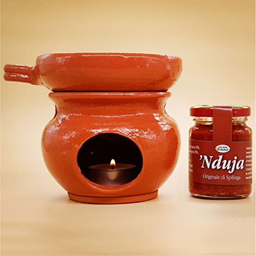 ‘Nduja + Terrakotta-Wärmer (Scalda ‘Nduja) – Handgefertigte Keramik in Schweinchen-Form | Authentische Kalabrische Küche | Hergestellt in Italien von Delizie Vaticane di Tropea