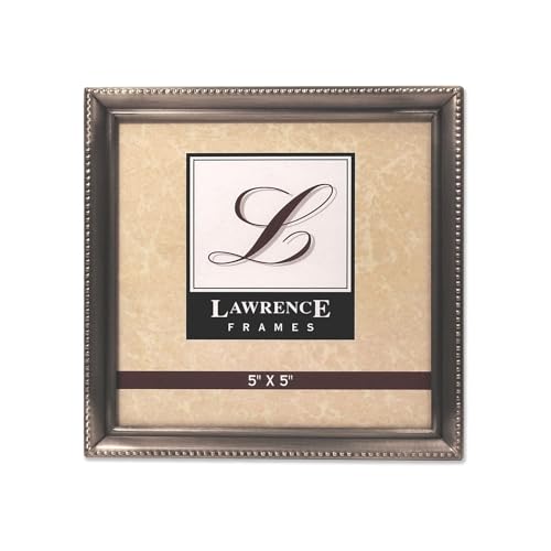 Lawrence Frames 11555, cadre photo, en étain antique, motif bordure perlée, 12,7 x 12,7 cm